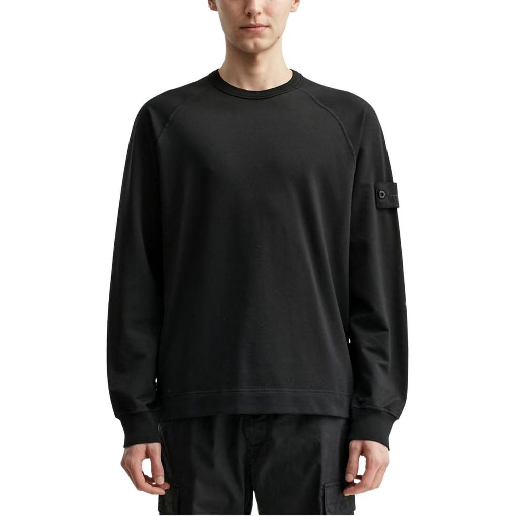 Stone Island Ghost Series Ss25 Ghost Pieces Black Label Lightweight Cotton Crew Neck Sweatshirt Unisex Sweatshirt K1S1561000-11S00F3-V0029