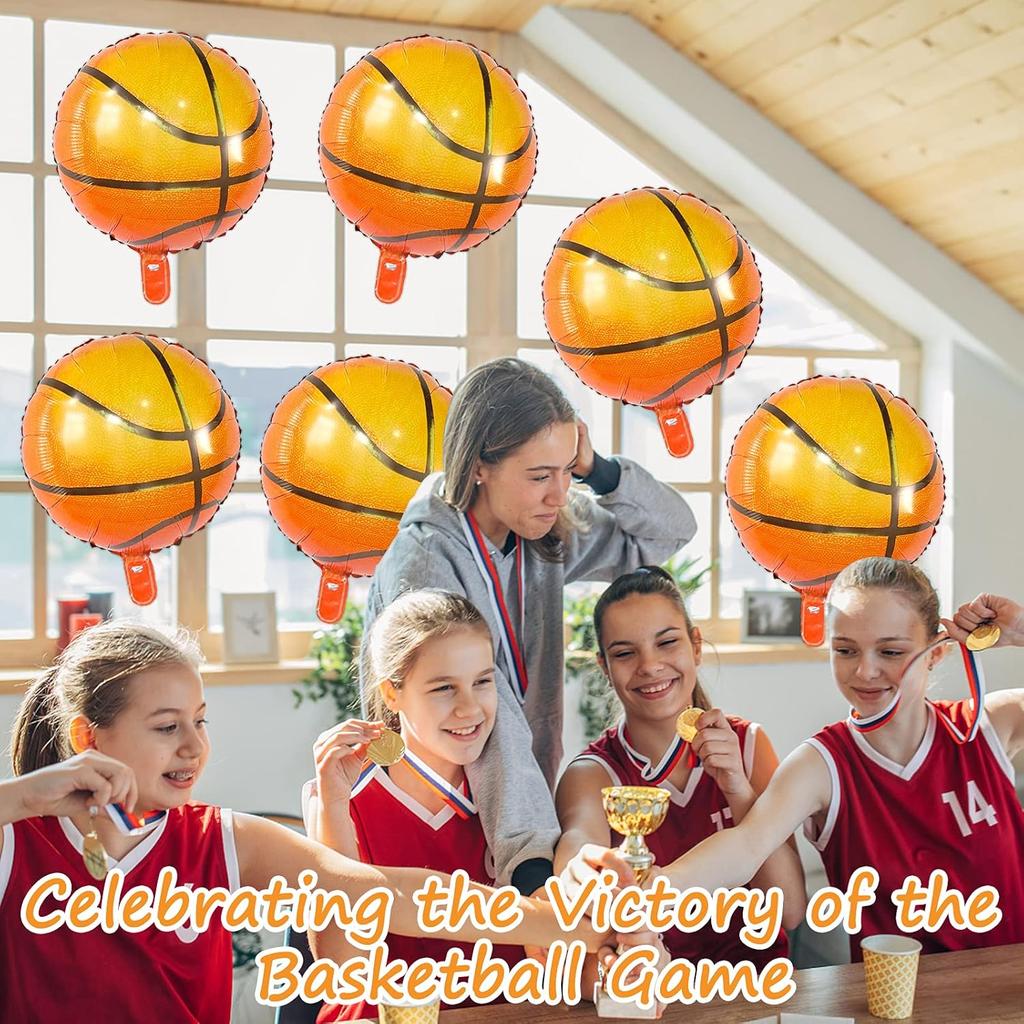 10pcs 18 inch/45.72cm basketball balloon aluminum foil balloon sports party basketball themed birthday party decoration supplies