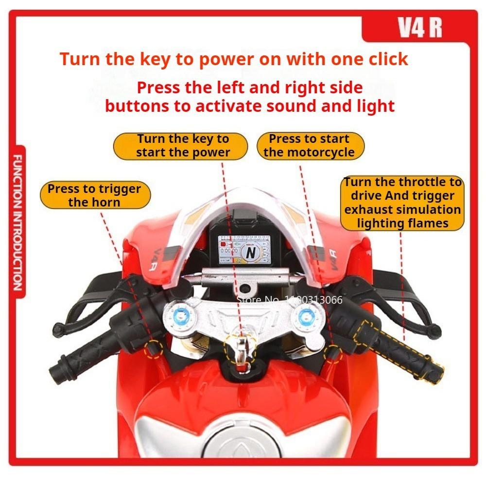 1:9 V4R 1299 Motorcycles Toy Models Cars Alloy Diecast Rubber Tires Motorcycle Light Sound Miniature Vehicles Interactive Toys