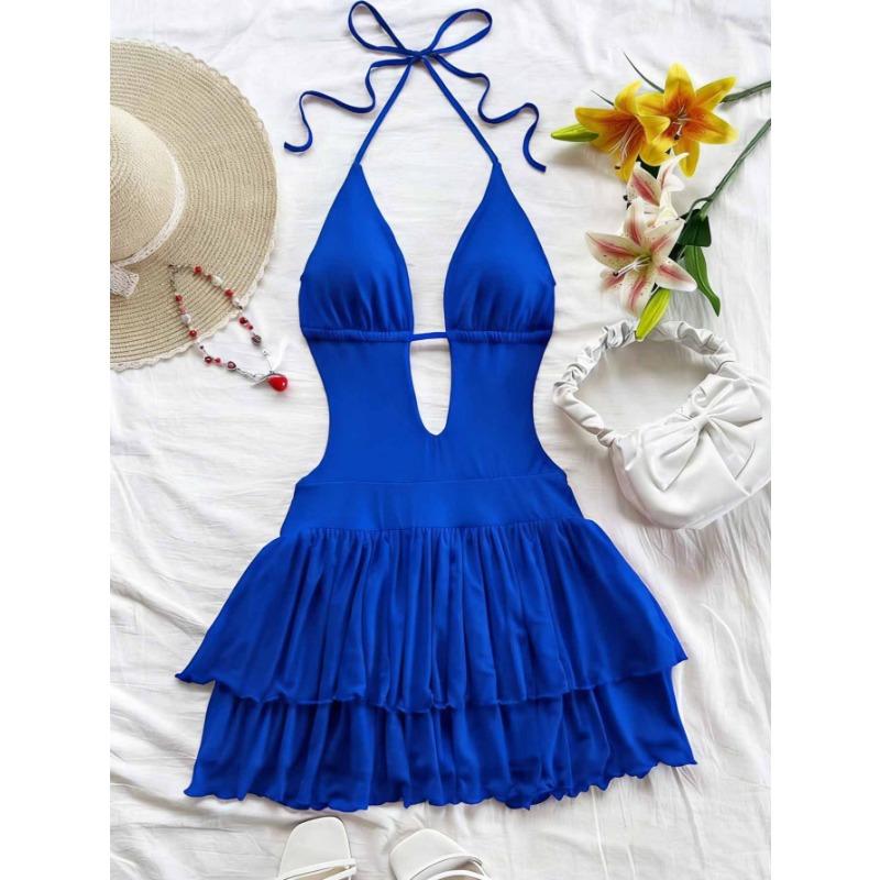 Dress Summer New Sexy Backless Lace Halter Neck Waist High-end Dress