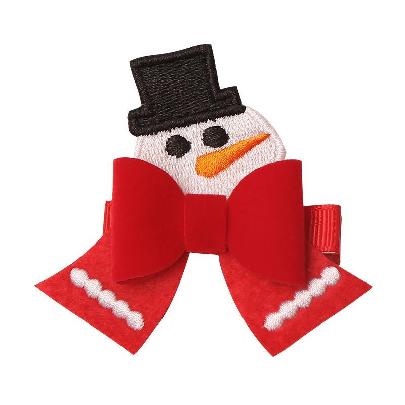 New Children's Christmas Hairpin Bow Red Santa Snowman Deer Hairpin Headwear Girls Kids Hair Accessories