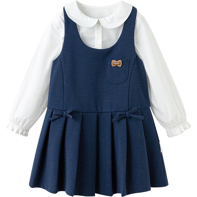 Balabala Girls Classic Academy Style Long Sleeve Dress Set 110