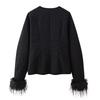 European & American Women's Trendy Street Style Fur Splicing Cardigan Jacket.