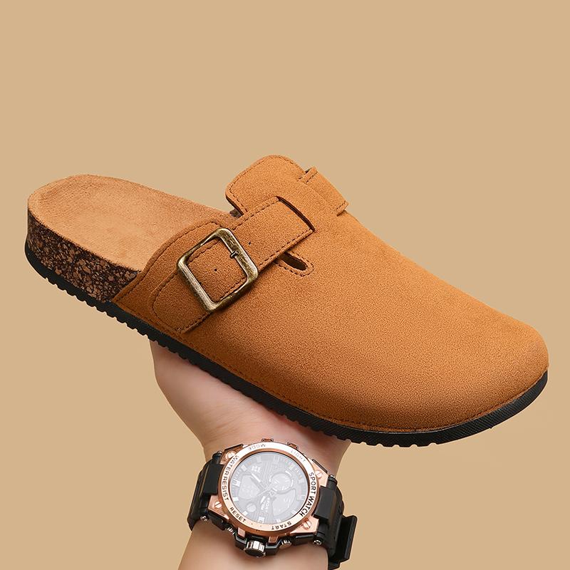 

Модные мужские повседневные сандалии Баотоу, фланелевая плоская подошва, большие размеры, новая мода, домашний комплект, уличная ходьба, женские тапочки 46-47 коричневый