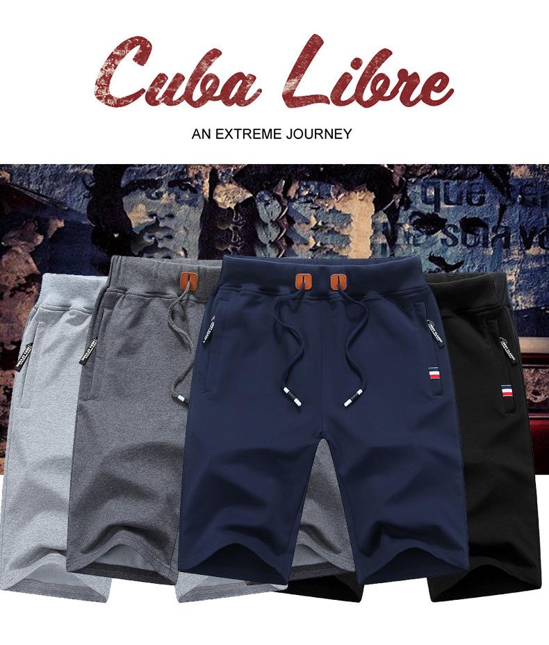 Men's Cotton Stretch Elastic Waist Mid-Length Beach Shorts