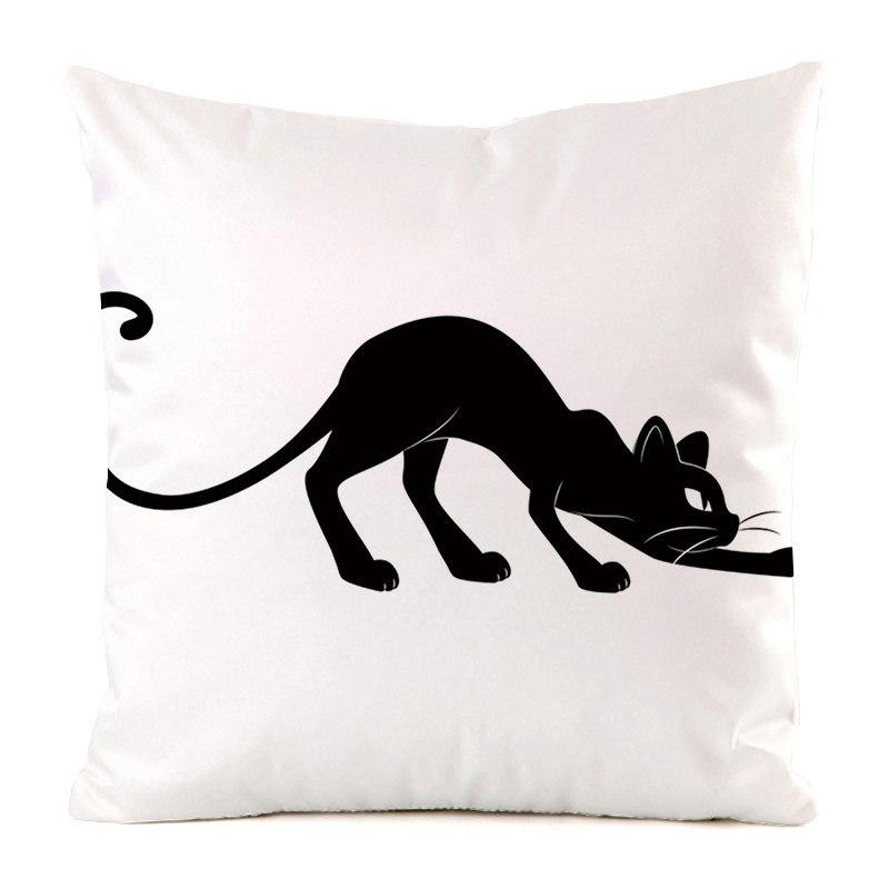 Creative Cartoon Black Cat Digital Printing Short Plush Pillow Covers For Car Sofa Office Cushion Cover Home Goods 60X60Cm