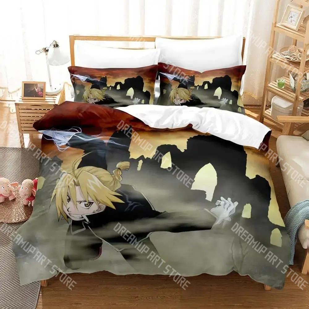 Fashion Fullmetal Alchemist Bedding Set Single Twin Full Queen King Size Bed Set Kids Bedroom Duvetcover Sets Bed Sheet Set