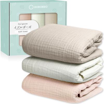 Ibru Mullwindel Badezusätze Nackte Mullwindel Badewasser Stumpfe Farbe Set von [SORONSO] Handtuch, Haut, Handtuch, Ein-Berührungs-Absorption, 6-lagige Mullwindel, (Beige, Weiß, Rosa,
