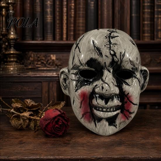 Scary Horror Masks Halloween Doll Face Mask, Ghost Head Prop for Haunted House Cosplay, Terrifying Party Mask Lightweight Plastic Adults, Adjustable