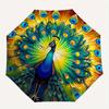 1pc Beautiful Peacock Automatic Folding Umbrella - 3 Folding Design, Vivid Cartoon Pattern, Suitable for Outdoor Activities, A Gift for Fans In All Se