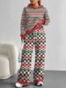 Square Splicing European, American Autumn and Winter Casual Long-sleeved Suit Women's Hooded Sweater Trousers Two-piece Set