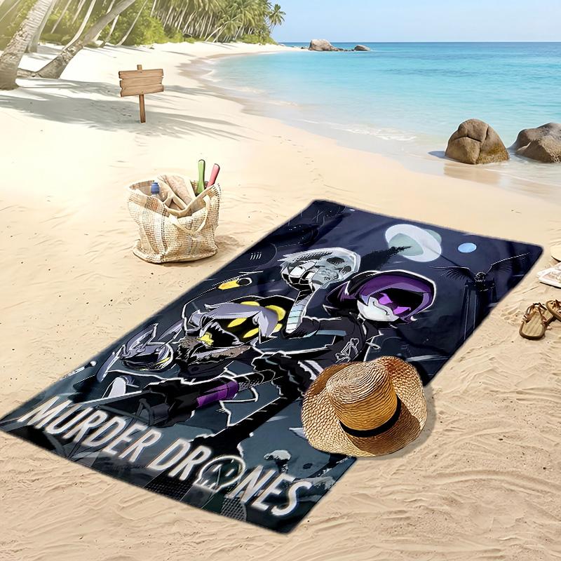 Murder Drones Printed Quick Dry Beach Towel Super Absorbent Soft Lightweight Bath Towel for Pool Summer Travel
