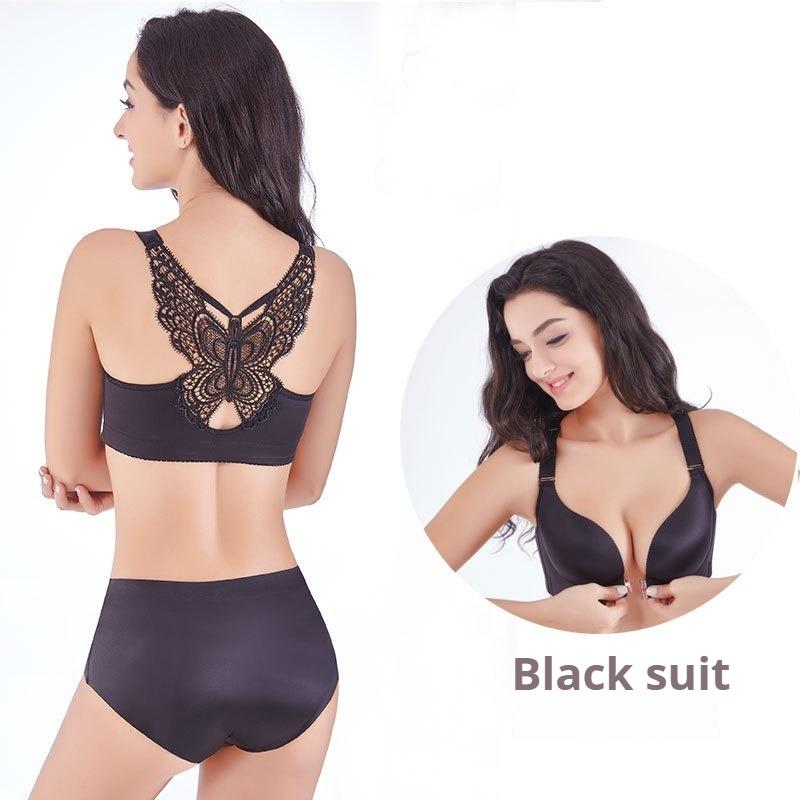 Front Buckle Plus Size Bra Fat MM Large Cup Seamless Gathered Adjustable Butterfly Beauty Backlit Sexy Underwear