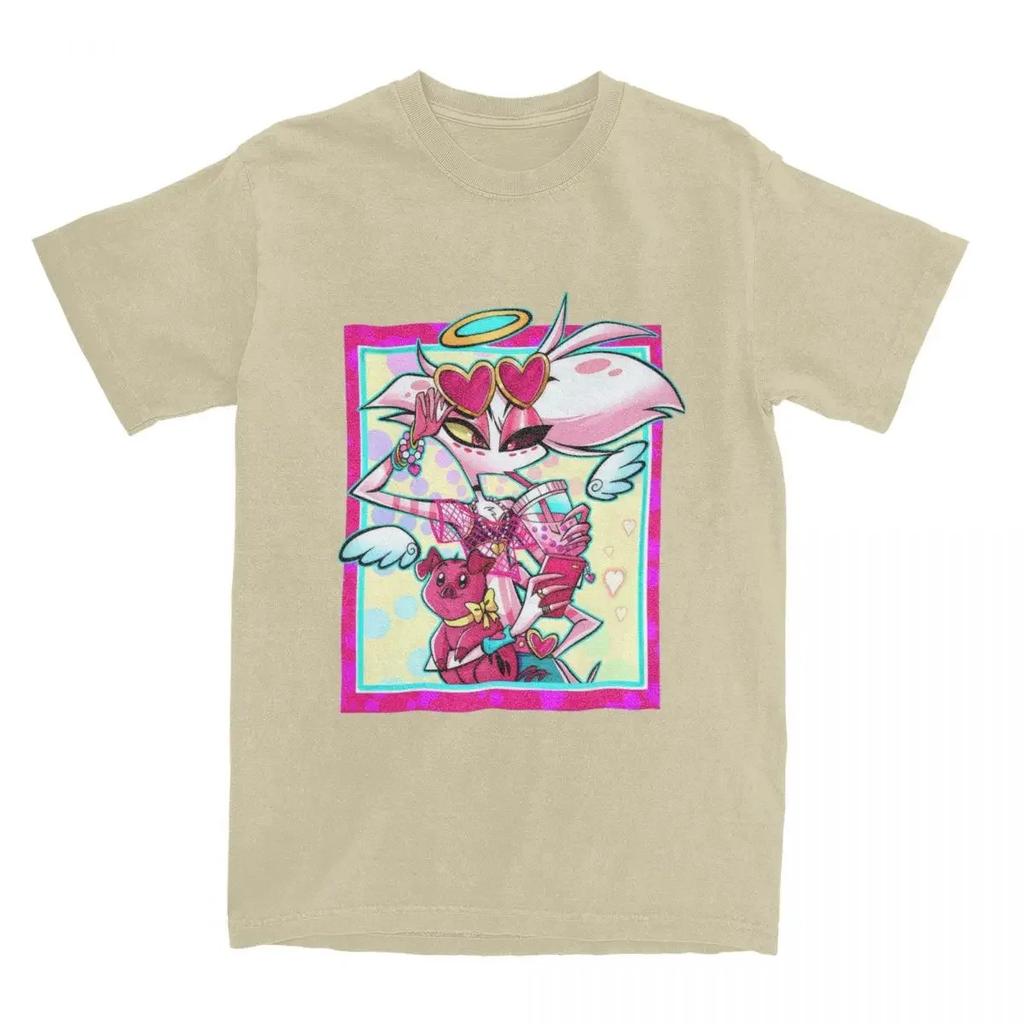 Vintage 100% Cotton Tee Shirt Round Collar Short Sleeve T Shirt Tops Cute Hazbins Hotels Angels Dusts And Fat Nugget T-Shirt