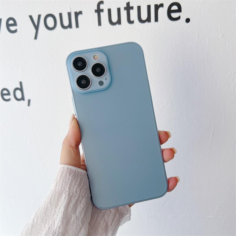 iPhone 13/12 Ultra-Thin PP Frosted Semi-Transparent Case with Full Lens Protection for Apple 15 Pro Max