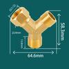 Raccordo a Y in ottone H58 Filettatura BSPP da 1/2" 3/4" Riduttore equalizzatore Giunto di unione ispessito Adattatore per acqua/gas Connettore