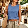 Women Sleeveless Tank Top Round Neck Star Print Casual Summer Vest Lightweight Soft Fabric Comfortable Fit