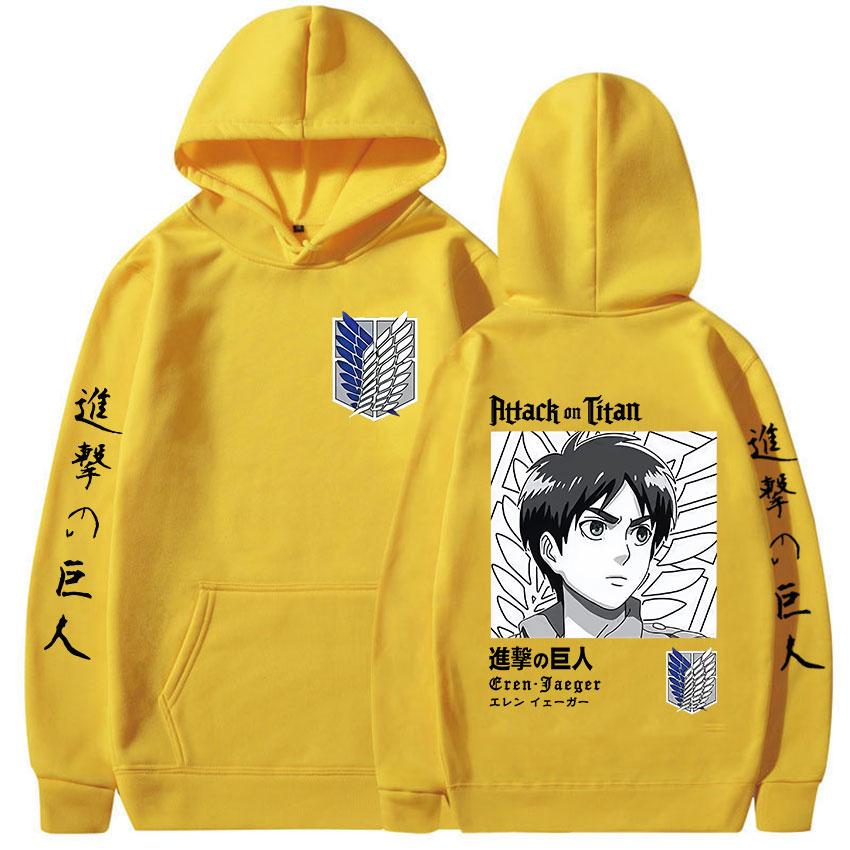 

Аниме Атака Титанов Графическое Худи Мужская Женская Одежда Хип-Хоп Оверсайз Толстовки Мода Оверсайз Флисовые Худи Уличная Одежда XL жёлтый