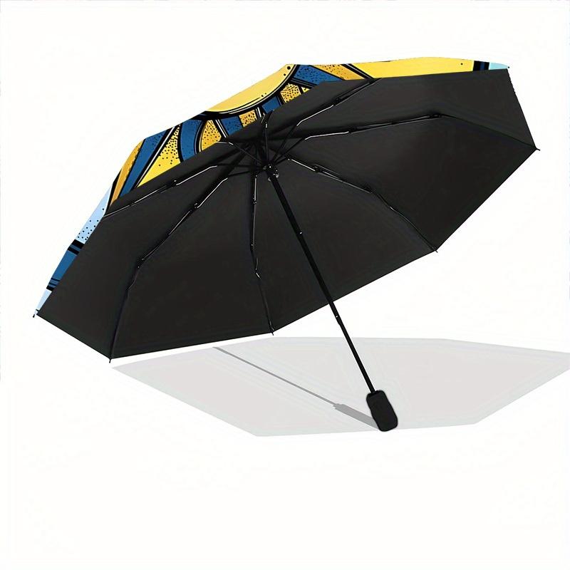 1pc Sun Moon Symbol Folding Umbrella , 8 Ribs Casual Durable Lightweight Portable Travelling Umbrella For Men & Women yy250728117