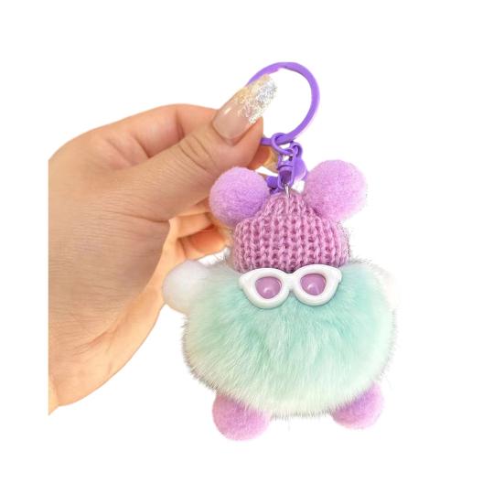 

Keychain Plush Rabbit Fur Cartoon Doll Shape Bag Charm Car Keychain Decorative Accessory Emotional Support Gift