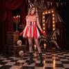 Costume da Domatore di Circo per Donna, Vestito a Strisce Rosse e Bianche, Outfit da Performer per Halloween