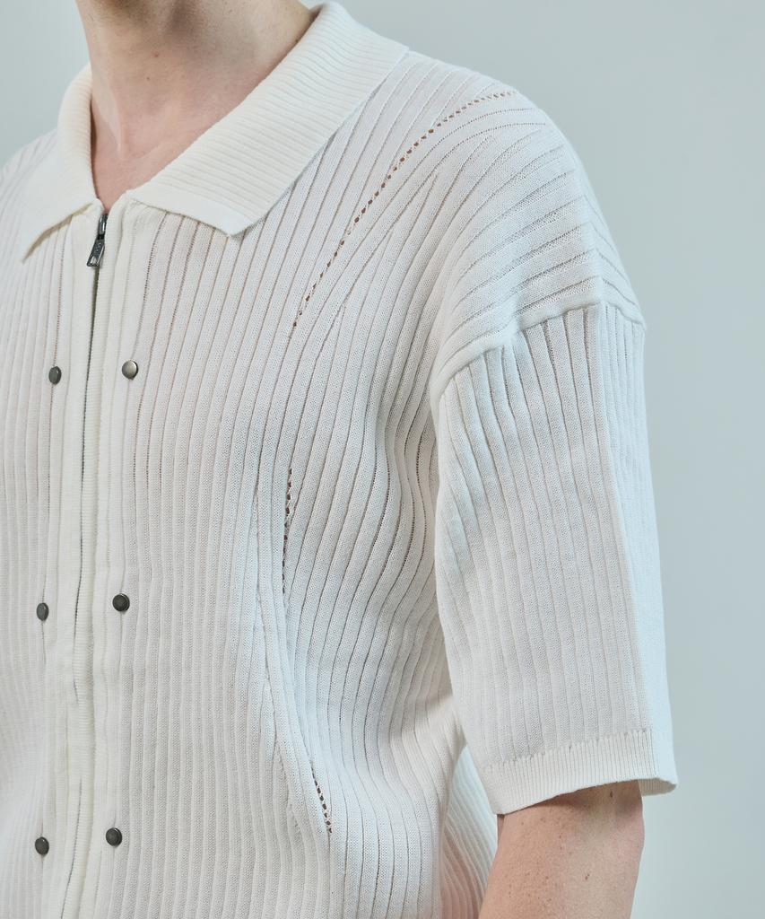 LOGSTORE Rivet Point Half Knit Zip-Up