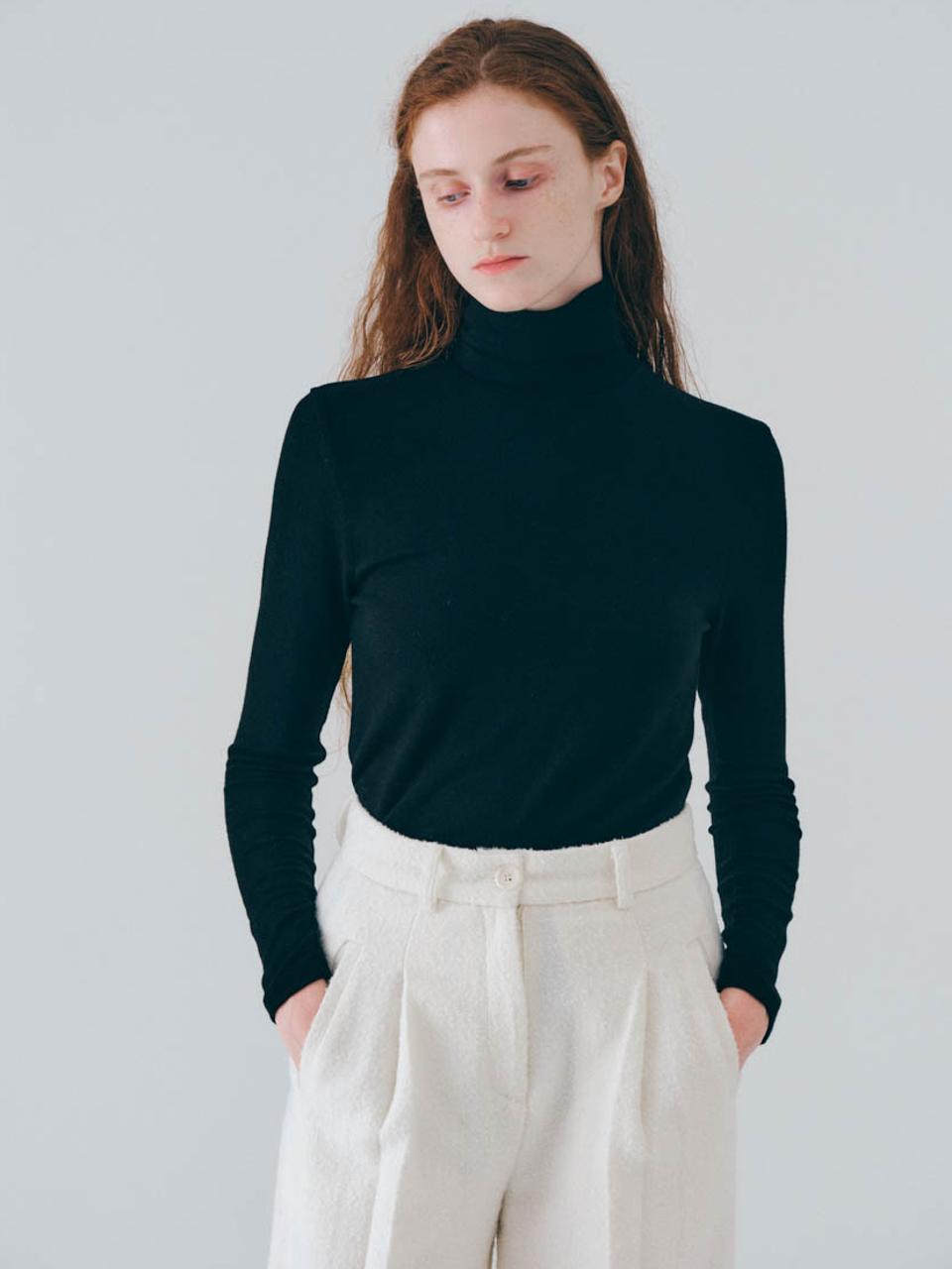 Nowood Basic Wool Turtleneck Top (Black) Free