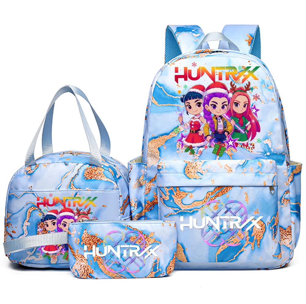 3Pcs/set Christmas K-pop Printed Backpack Handbag Pencil Case for Teenager Student Girl Boy Bookbag Schoolbag Women Large Capacity Travel Bag Kid Gift