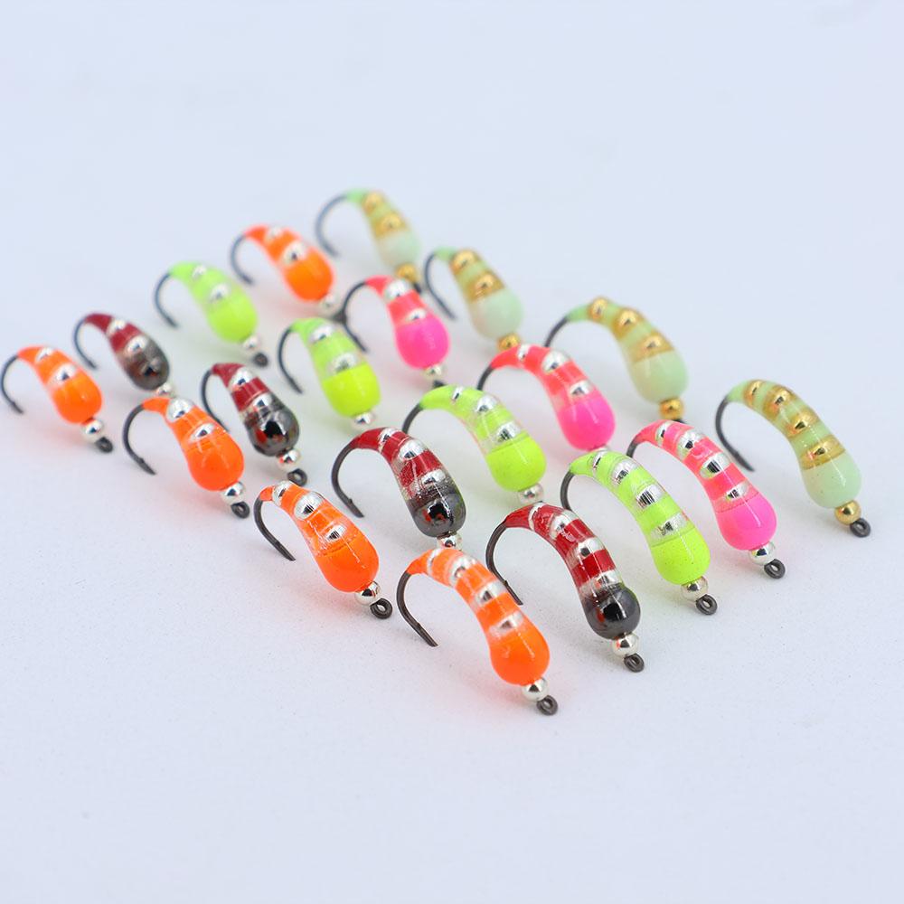 5 Stück #6 #8 #10 #12 Eisangeln Epoxidnymphe Messingperlenkopf Schnell sinkend Scud Bug Wurm Fliege für Forellen Panfish Angelköder