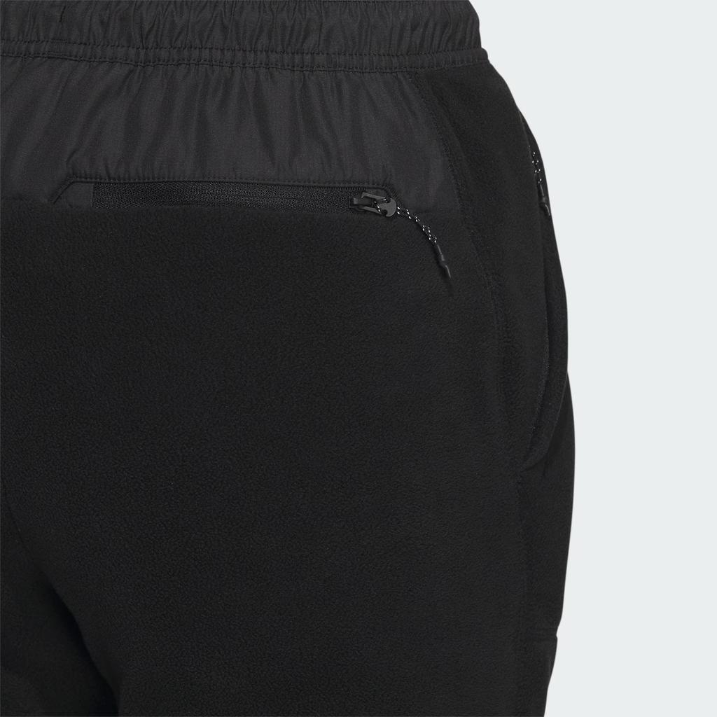 Adidas Fleece Joggers Solid Color Logo Outdoor Thickened Tapered Knit Sports Pants Women Bottoms Black IL9005