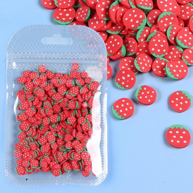 10G 3D Fruit Series Soft Clay Slice Strawberry Lemon Nail Glitter Nail Art Deco Design DIY Nail Art Supplies