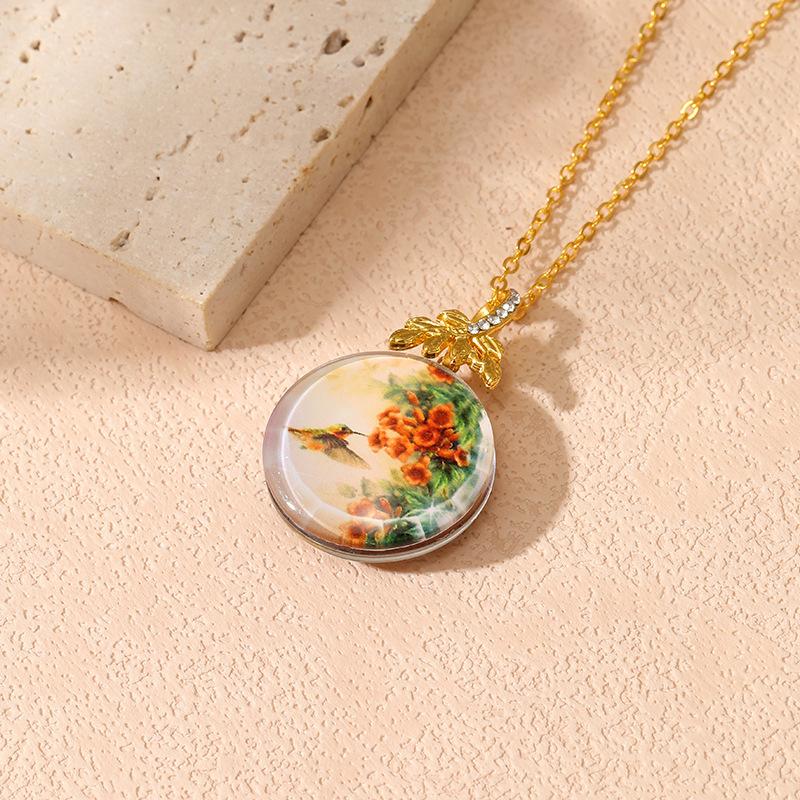 New Elegant Fashion Double-sided Necklace Pendant Creative Flower Bird Diamond Versatile Women's Necklace