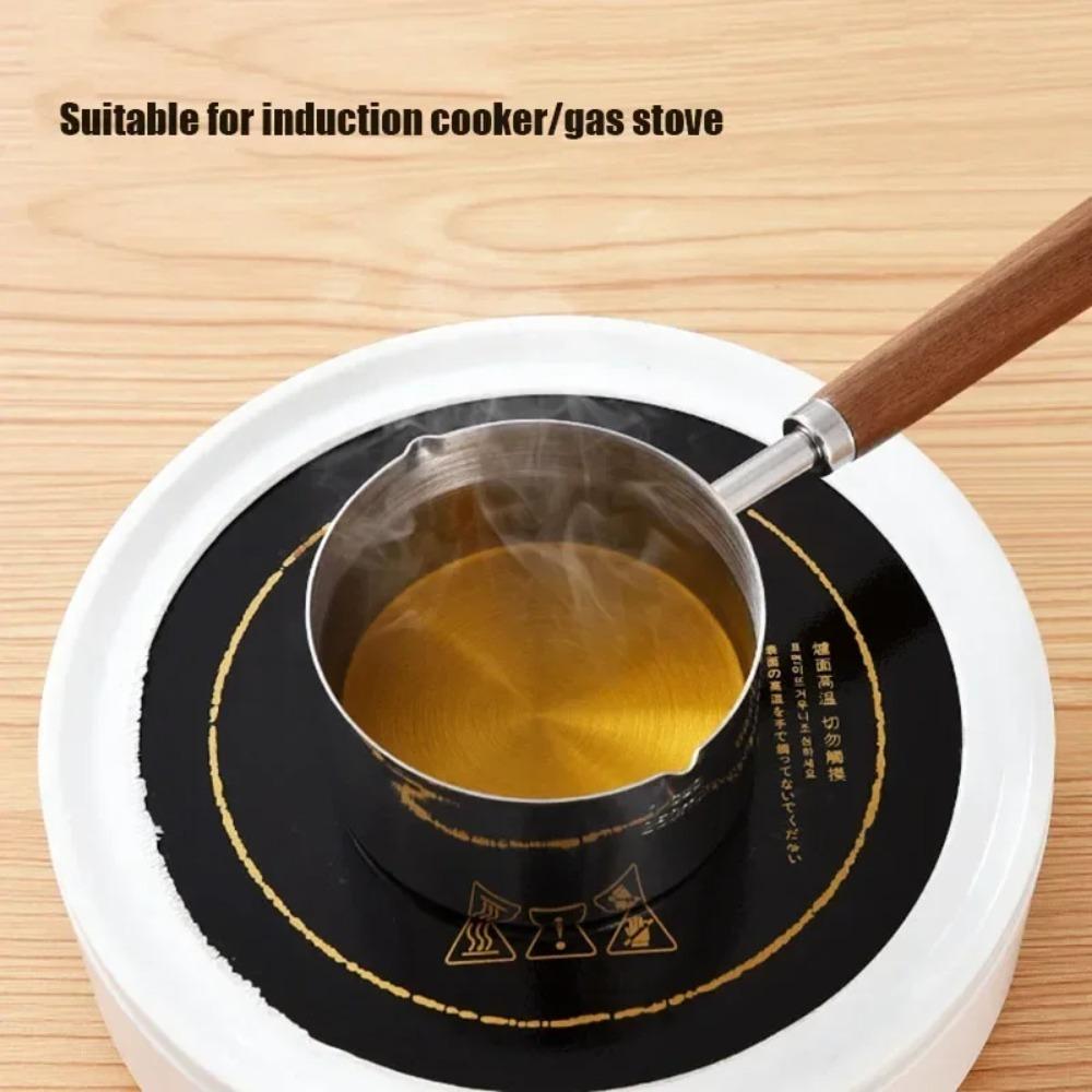 304 Stainless Steel Butter Warmer Flat Bottom Mini Butter Hot Pots Oil Pan Small Saucepan for Boiling Milk Sauce Gravies