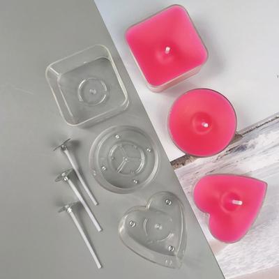 10Pcs Candle Making Supplies Tealight Cups Holders Candle Making Heart Shape Candle Wicks Plastic Heat-Resistant