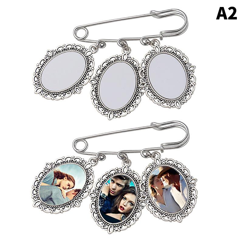 Wedding Bouquet Photo Charm Diy Pin Making Wedding Charm Oval Aluminum Sheet Photo Frame Brooch Pendant