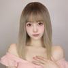 Light Blonde Brown Synthetic Wigs Straight Short Bob Cut with Bangs Wig for Women Daily Party Cosplay Heat Resistant Hair