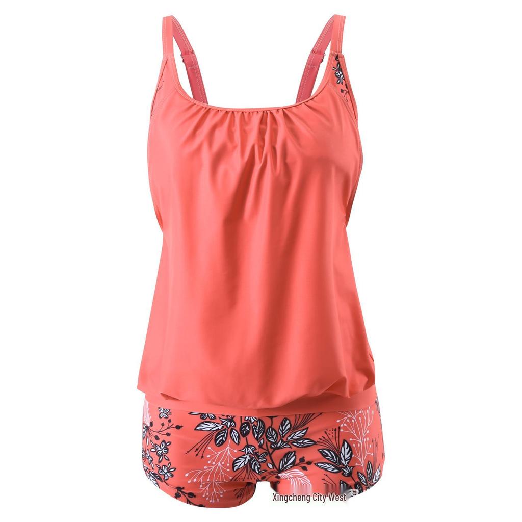 2024 Plus Size Women's Quick-dry Two-Piece Set: European & American Style Bikini with Shorts and Vest