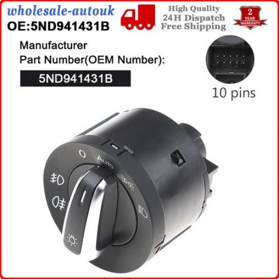 Headlight Switch Fog Light For VW Golf5 GTI MK6 Jetta Passat Alhambra 5ND941431B