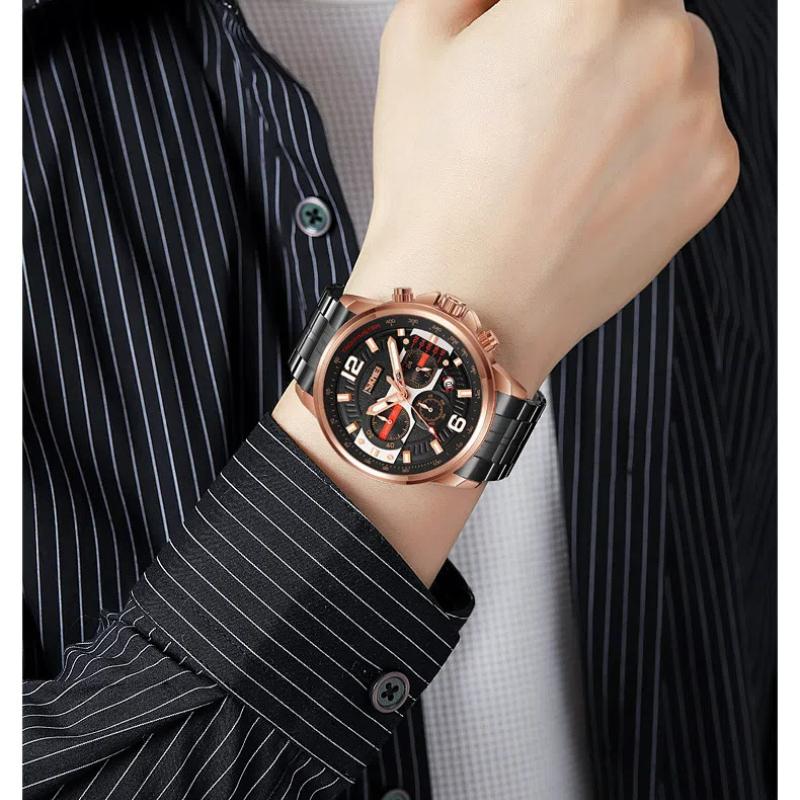 Skmei Luxury Men Watch Fashion Luminous Clock Steel Watch Calendar Quartz Wristwatch Business Watch