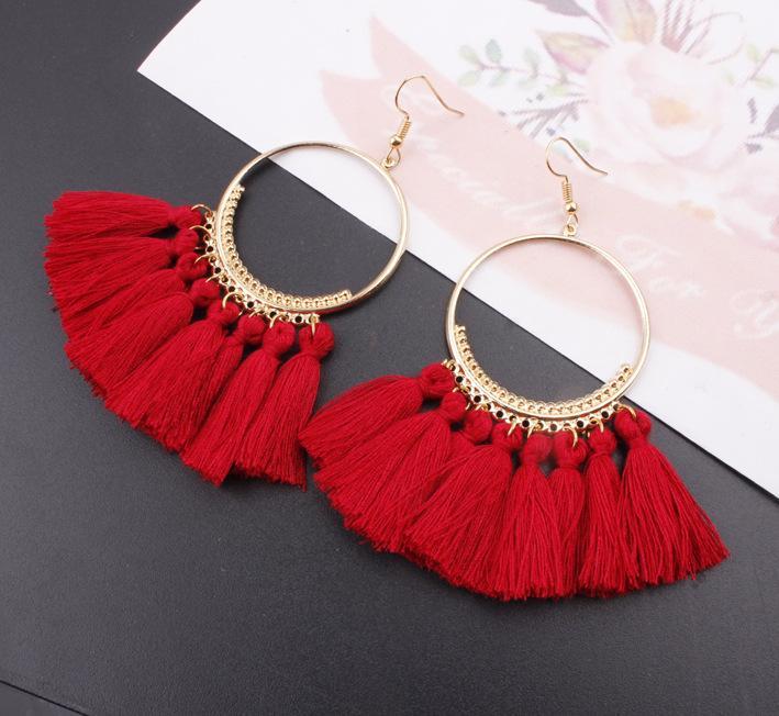 Women Fashion Bohemian Style Earrings Long Tassel Eardrop Dangle Earrings Jewelry