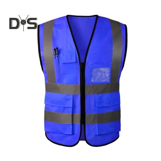 Kamizelka robocza męska damska odblaskowa kamizelka dekolt w serek bez rękawów zamek błyskawiczny plisa oddychająca nocna kamizelka bezpieczeństwa