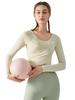 Autumn/Winter Slimming Yoga Top with Built-in Bra and Cross-Pleated Design - Long Sleeve Fitness Wear for Women