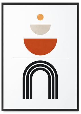 Poster Geometrie Boho-Stil in schwarzem Rahmen