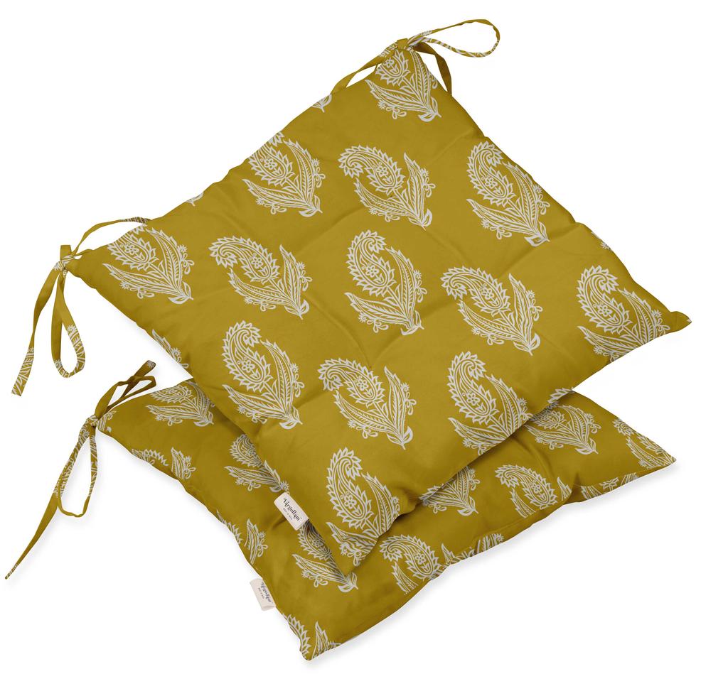 Vargottam Indoor Outdoor Tufted Printed Square Seat Patio Cushion Set Of 2 Water Resistant Patio Furniture Seat Cushion 19-inches, Brown |