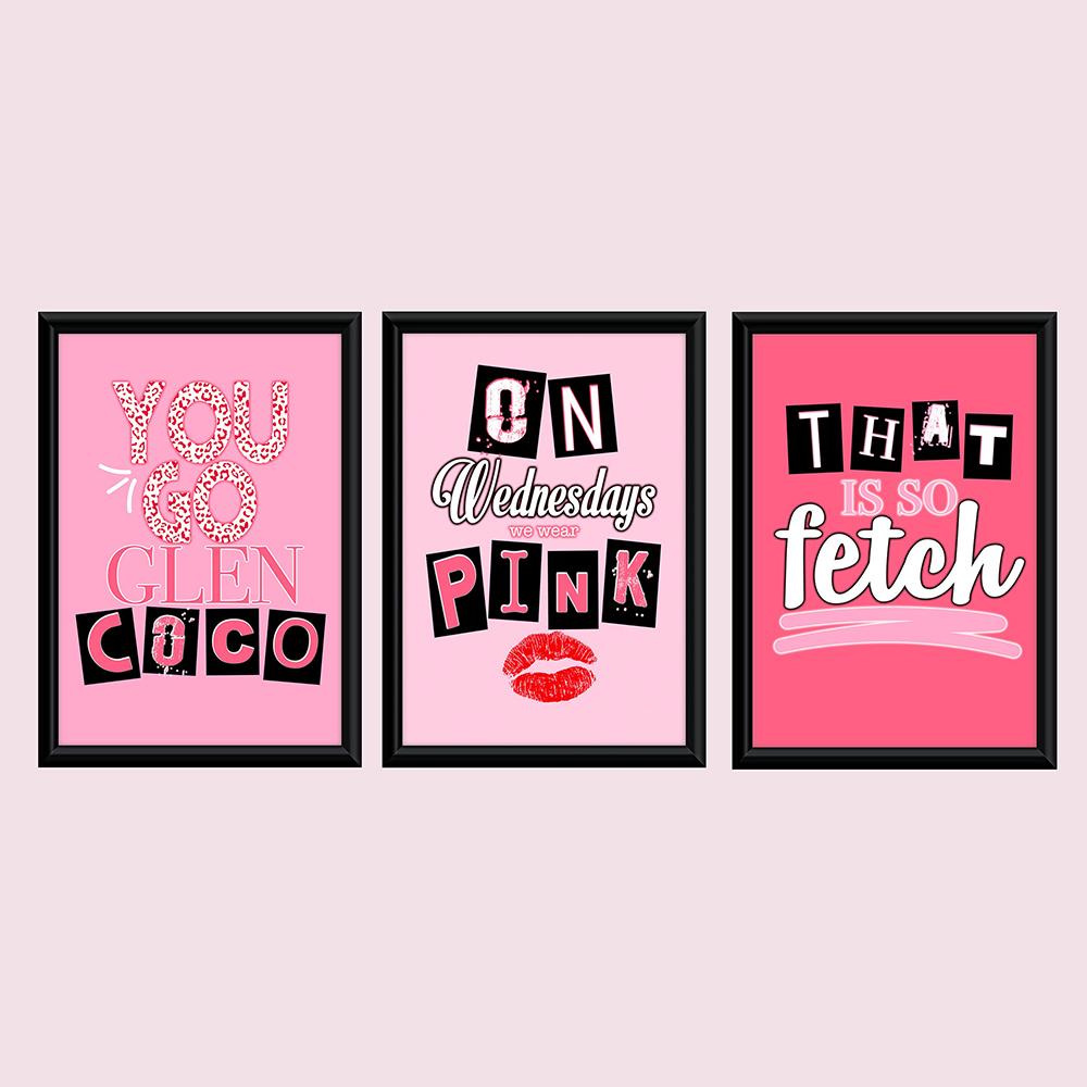 Mean Girls Quote Prints That Is So Fetch On Wednesdays We Wear Pink Posters Cartoon Letters Canvas Painting Wall Art Room Decor