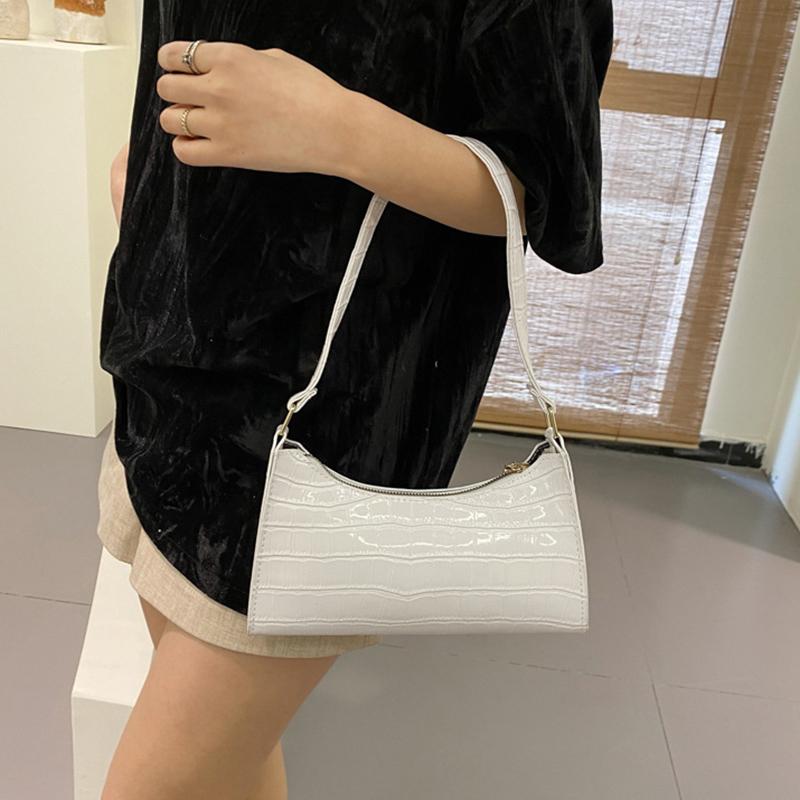 Fashion Pu Leather Bags For Women Alligator Pattern Armpit Handbag Female Compact Underarm Messenger Bag Premium