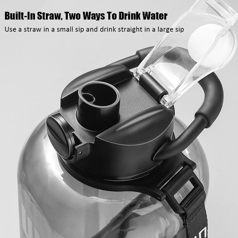 OLIKEI Wasserflasche für Fitnessstudio und Fitness, mit Griff und Strohhalm, großes Fassungsvermögen, Outdoor-Sport-Wasserflasche, BPA-frei, auslaufsicher, tragbar, Wasserkocher mit Sprungdeckel, 1,7 l/2,5 l