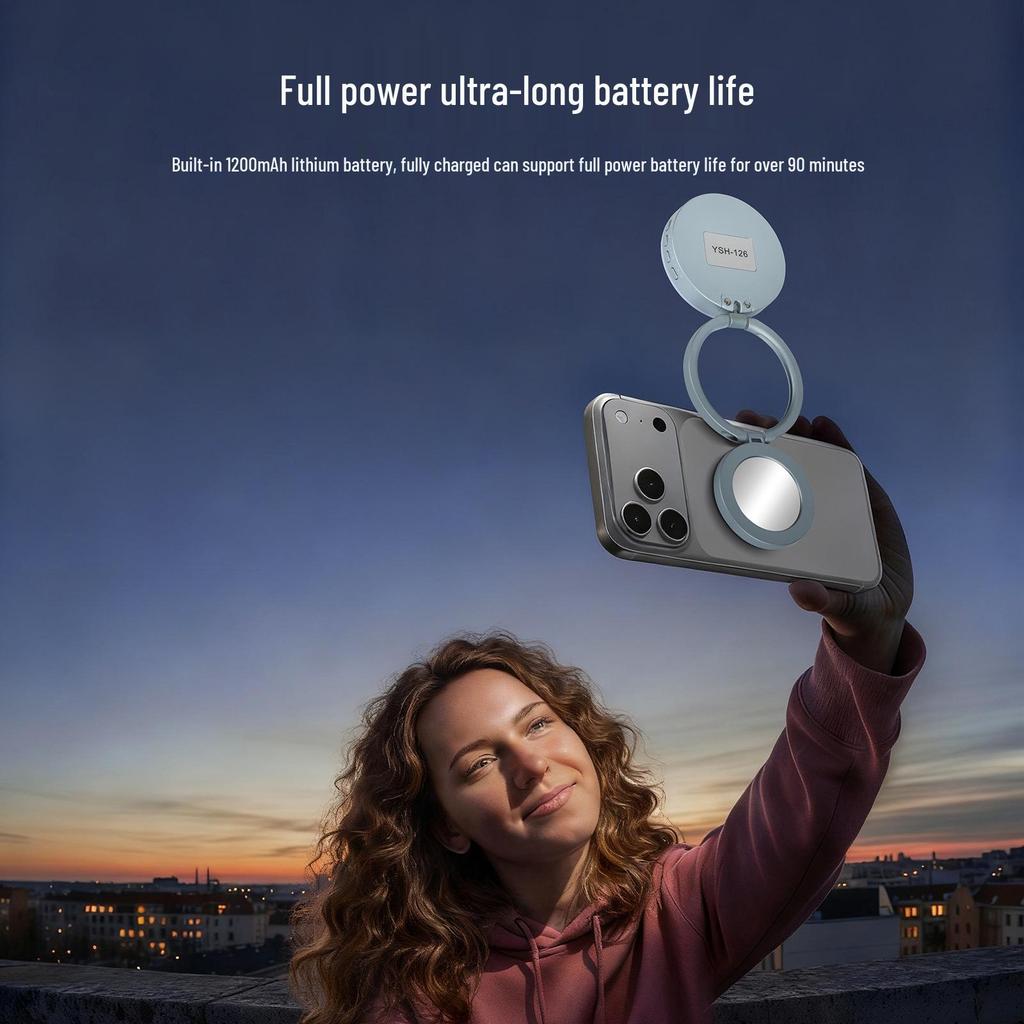 Portable Magnetic Fill Light & Makeup Mirror for Live Streaming and Travel