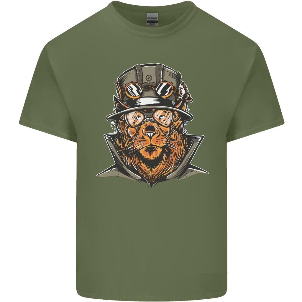 Steampunk Lion Unisexs Light Cotton TShirt
