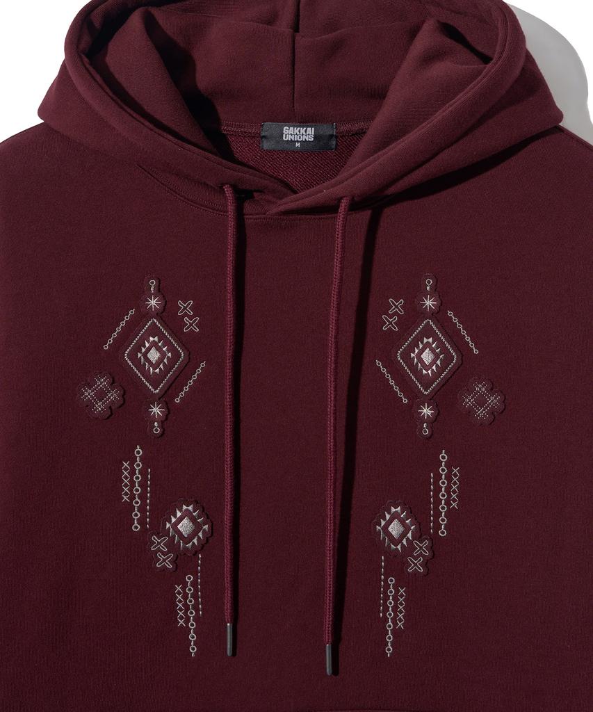 GAKKAI UNIONS Noir Symbol Applique Hoodie Burgundy